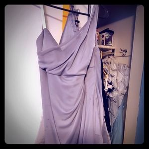 Grey one shoulder homecoming or prom dress